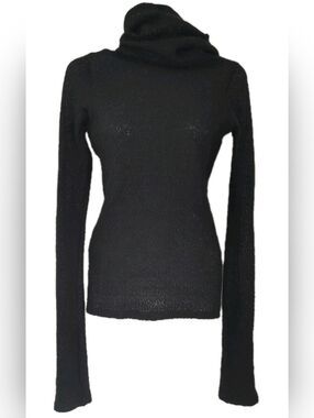 Black Cowl Neck Sweater with Fine Knit